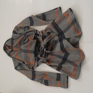 Favlux Fashion Women's M Wool Blend Grey Plaid Drape Front Waist Tie Coat